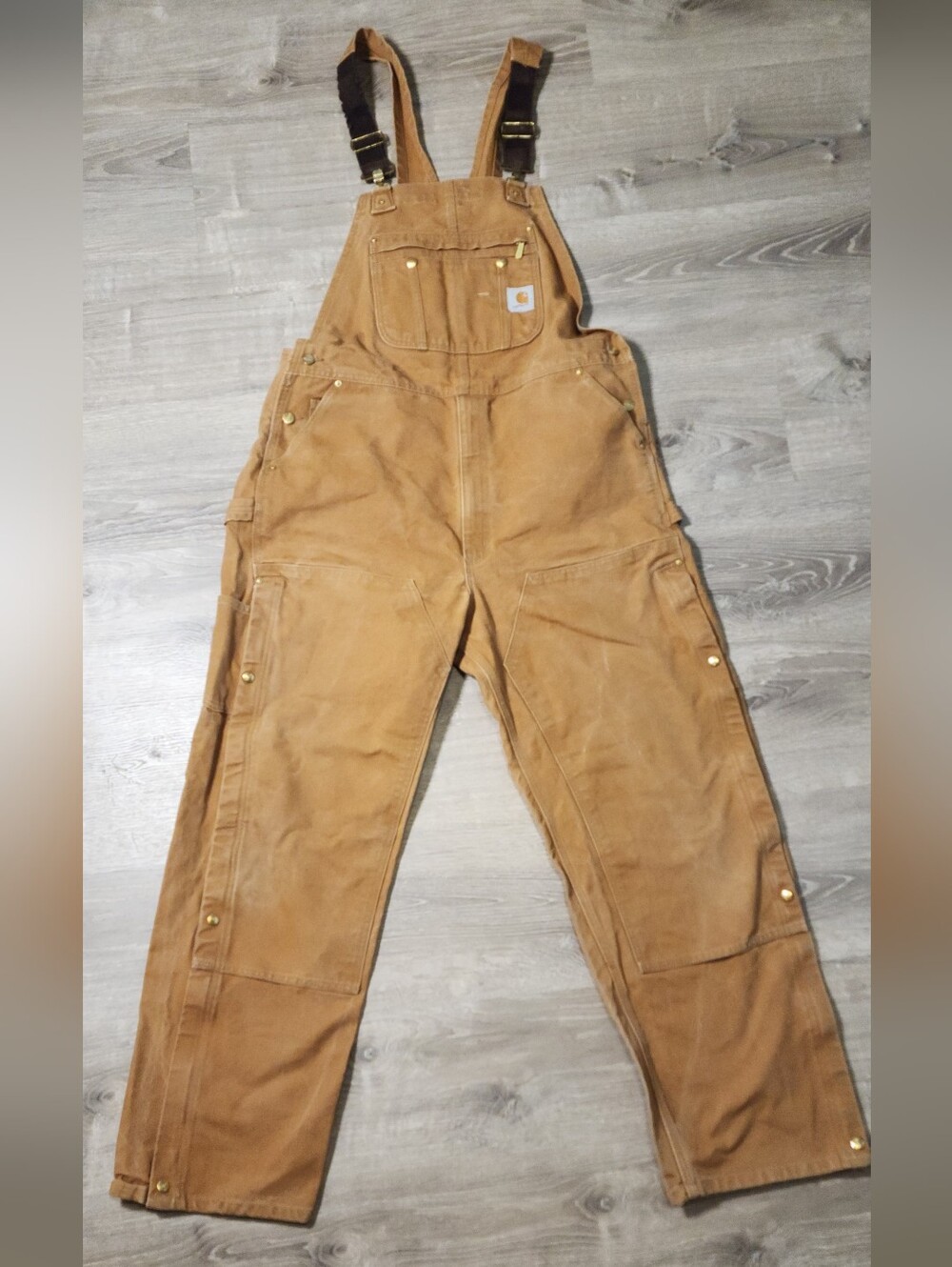 CARHARTT R37 Bib Overall Suspenders Zip Leg Snap Closure 40 x 34